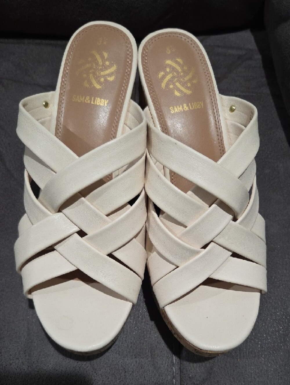 Sam & Libby Ivory Woven Slide Mules - Picture 3 of 5